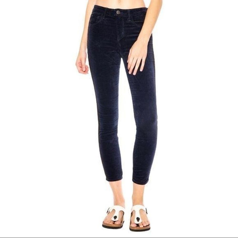 L'Agence Midnight Blue Velvet Crop Jeans - Picture 1 of 8